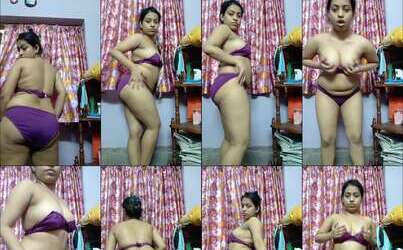 Shyamnagar Puja Roy Dancing in Violet Bikini